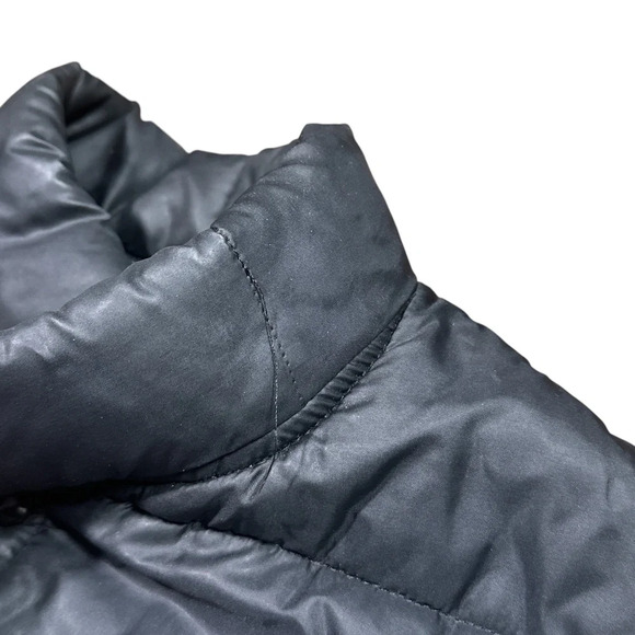 Vintage 70s Jeep Logo Nylon Puffer Black Snap Button Vest Jacket Mens Large - Picture 7 of 16